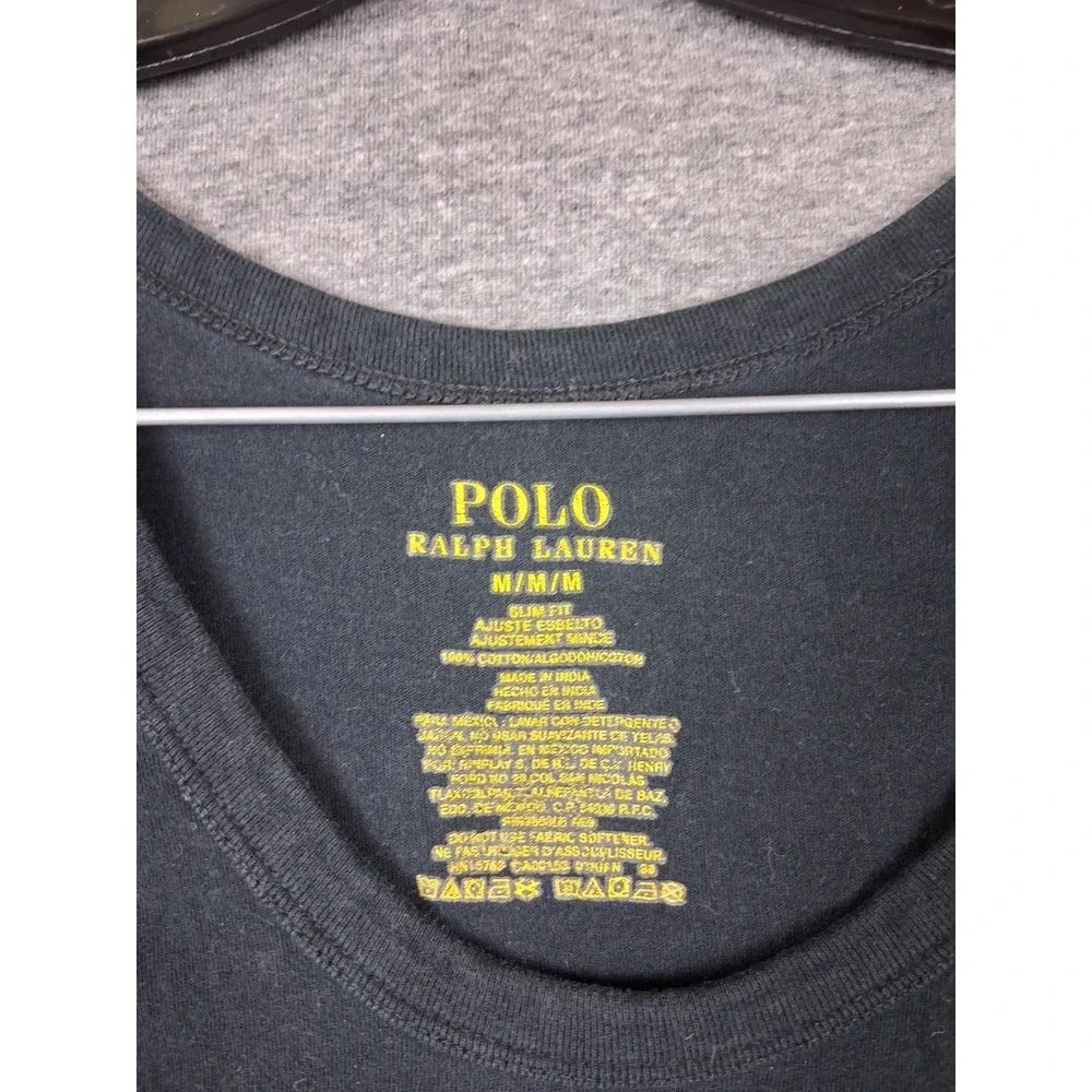 Polo Ralph Lauren Mens Shirt Medium Black Small Pony Tank Fitted Casual Preppy